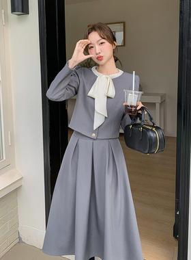 高级感ZOU8601R灰色小香外套身裙风两件套女2半02套5春季新款时尚