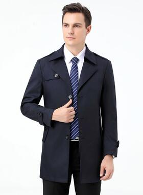 西装领202128-PP-25秋款新季中款爸爸装男士商务休闲中年桑蚕丝长