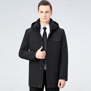 季 周男冬加厚保暖爸休闲连帽中长款 白鸭绒外套 2625 新爸羽绒服款