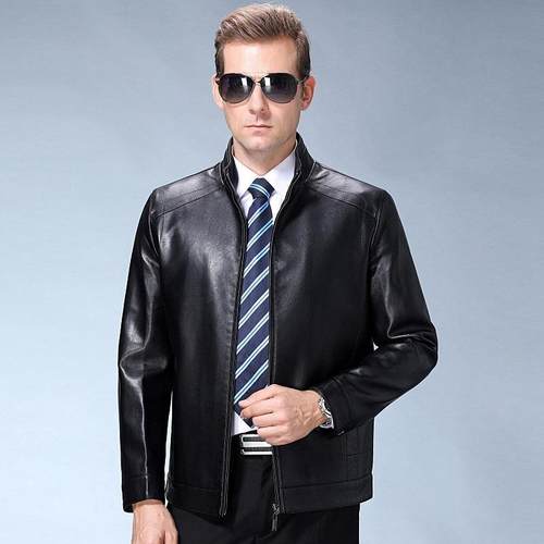 春秋冬海皮绵衣宁中老年男士羊皮修身韩版夹801-L2克中皮年加绒外