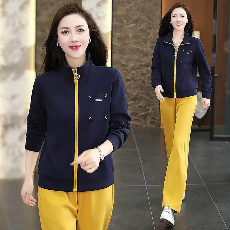 2025秋新款女款长袖POO领运动休闲健套春装身服两件96956509套L现