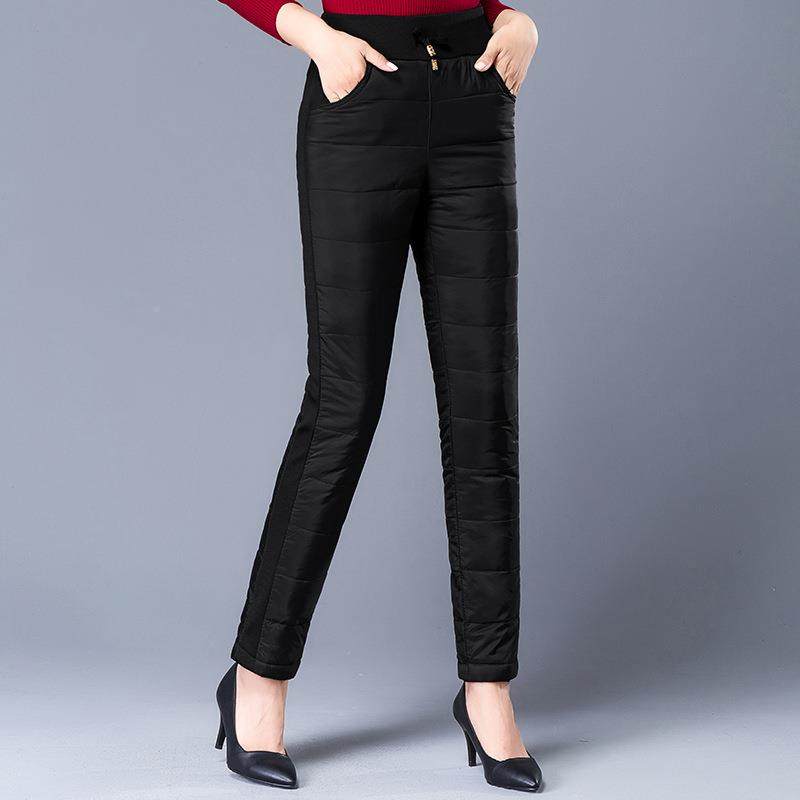 中老JZU年码羽绒女外裤穿高腰修身休闲搭妈妈款大加厚保暖小脚百