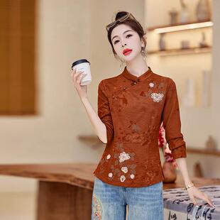 新式国风短外衫套20中24季新款盘秋扣上衣小衫女式打底SY25SY2570