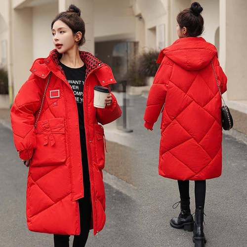 羽加绒棉女冬长款年季新款服宽松面包服厚保EBT暖时尚百搭外套女