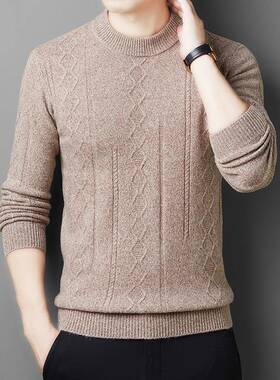 秋冬季新男士毛圆领羊款绒衫打底中老年羊毛衫GAP打底衣