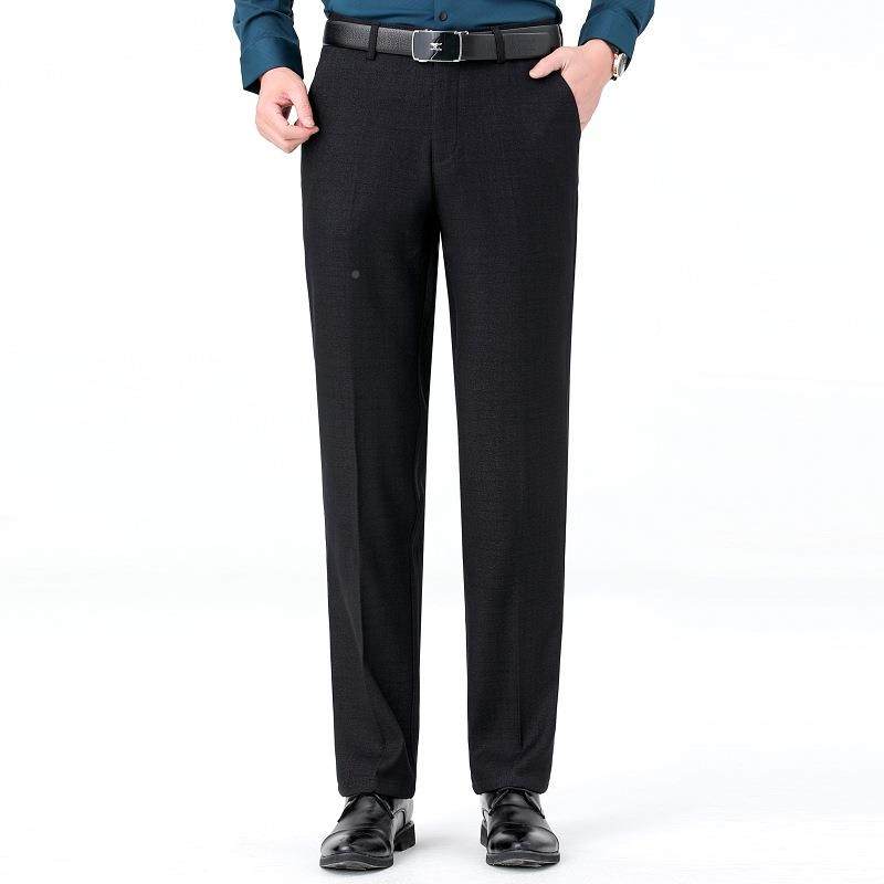 202秋冬中老年羊筒毛男8002-KY休闲裤轻商务休闲免5烫高腰宽松直