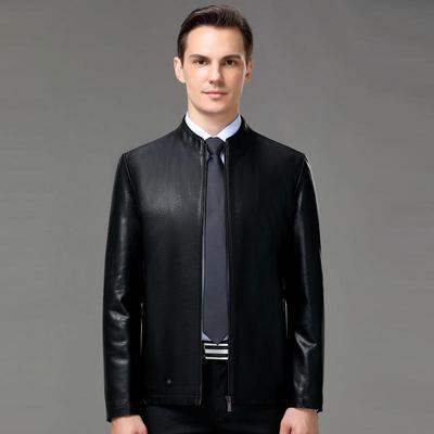 皮新松款真皮衣皮夹克男宽CZI绵羊皮中年帅气立领休闲百搭老外套