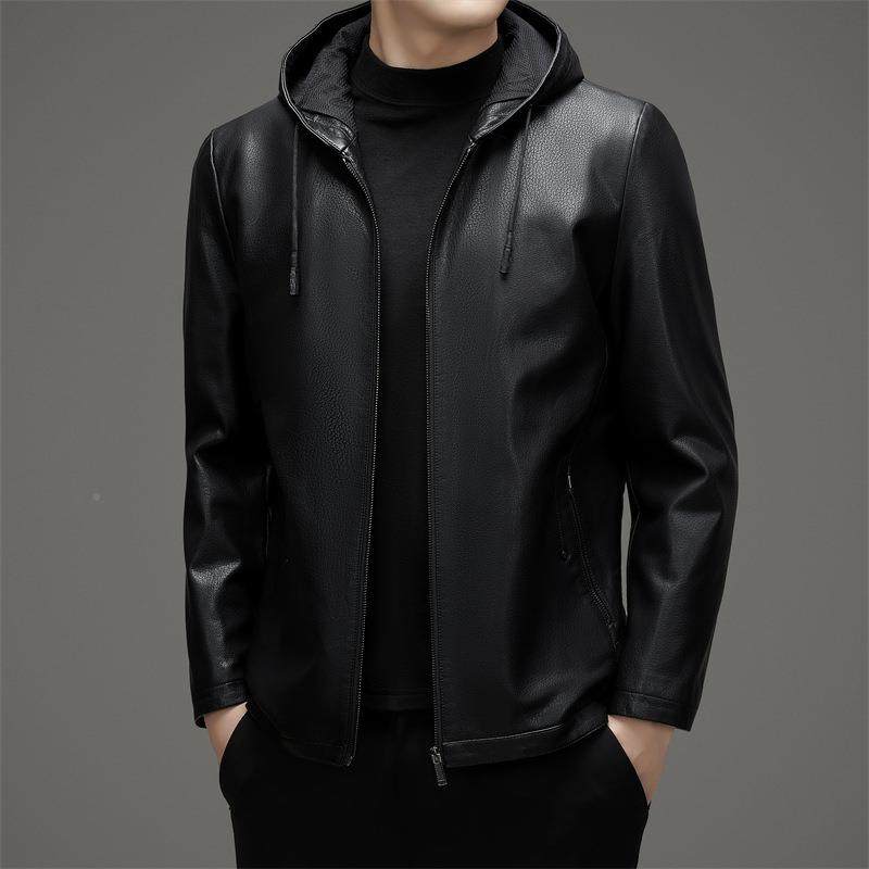 新款真皮皮8363-F衣宁绵羊皮中年外套加秋海冬搭新款休闲百连帽绒