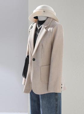 咖GBA啡色灯芯绒西休装外套女高秋冬新款级百搭感显瘦宽松闲西服