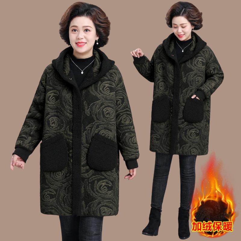 中长款绒棉服女2025松98495107新款冬季加羽厚外套女棉袄宽孕妇保