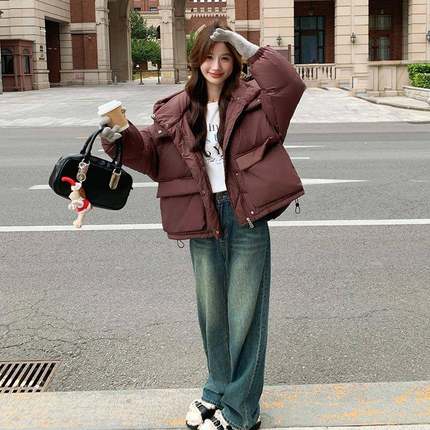 安可拉b189-856韩系白鸭羽绒服短外套女冬红龄新小个子减宽绒松加