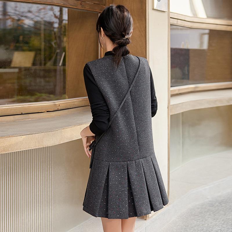 2025冬新款小秋个子小香风NS9732-0打衫内背心裙两件套连衣搭裙 N
