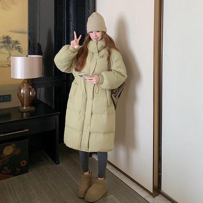 韩绿色超好收腰羽绒版服女中长款2025看c169-257冬新款加厚白鸭绒