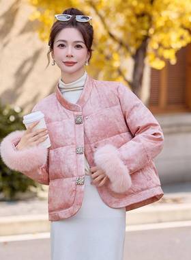 2025年新款冬季高品质中式国风提小花羽洋绒服新女短款个ZYA86850