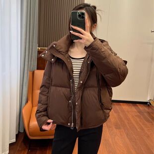 咖色小个子女生短款棉服韩版学院风宽松2024冬季新款洋气棉衣外套