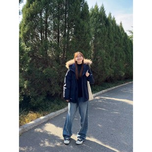 大毛领工装派克羽绒棉服女生冬季加厚美式高级感棉衣短款保暖外套