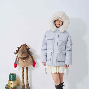 冬季新款时尚气质派克棉服女短款保暖加厚带毛领学院风棉衣外套潮