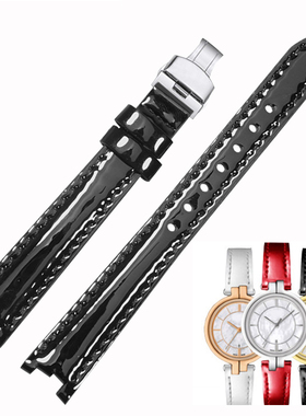 适配天梭真皮手表带 女T094弗拉明戈系列t094210凹口表链黑色12mm