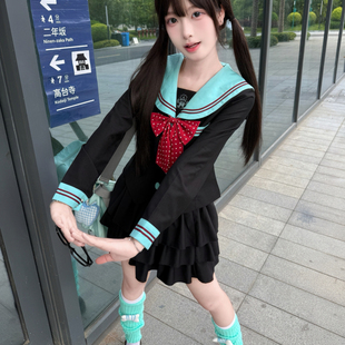 jk制服水手服套装 岚菁聆原创正版 校供感收腰学生女春秋 漓川JK