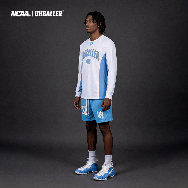 UHBALLER美国NCAA密歇根北卡蓝正品美式投篮服速干篮球长袖T恤男