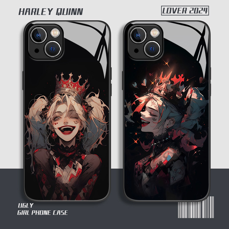小丑女适用苹果15手机壳16/iphone14pro哈莉奎茵13动漫12mini暗黑11玻璃xs新款max高级感8plus小众x男女xr套7