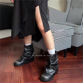 管靴圆头套筒擦色做旧褶皱时装 韩国东大门代购 小众短筒裤 短靴