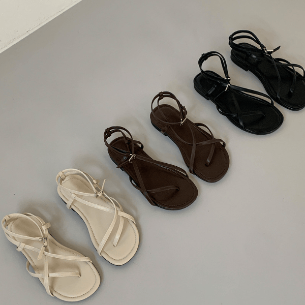 韩国东大门代购2024夏季新款交叉带露趾平底凉鞋女外穿罗马沙滩鞋,女鞋,罗马凉鞋,淘宝优惠券,粉丝福利购,淘宝优惠卷