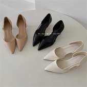 时髦细跟通勤风一脚蹬玛丽珍尖头单鞋 韩国东大门代购 春夏新款