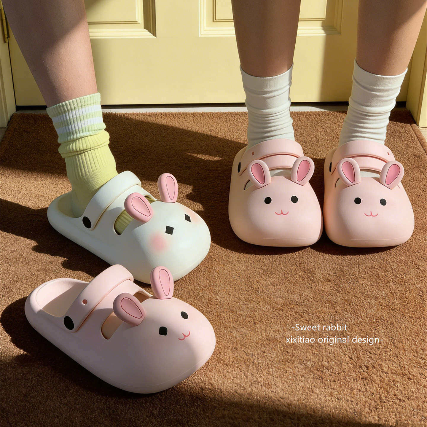防撞厚底足弓洞洞鞋沙滩舒适夏季新款包头软萌小兔玛丽珍凉拖鞋女,居家布艺,居家棉拖/棉鞋,淘宝优惠券,粉丝福利购,淘宝优惠卷