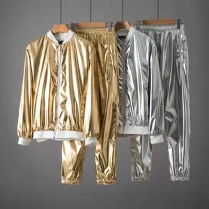 秋季套装表演服学生舞蹈服装亮面金色银色套装，男装休闲套装，星座1804