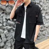 夏季男士短袖衬衫韩版潮流学生工装衬衣服休闲宽松男青年半袖衬衫，男装T恤，星座1804