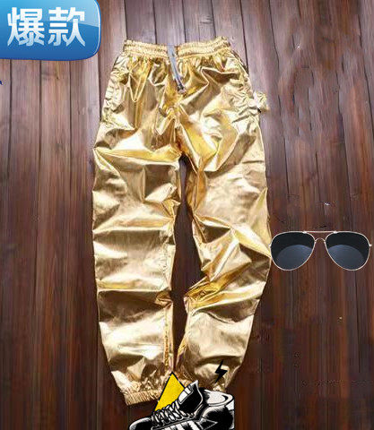 裤子男潮流韩版ins超火的裤子秋季个性帅气银色休闲裤男工装裤子，男装工装外套，星座1804