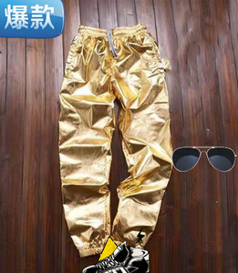 裤子男潮流韩版ins超火的裤子秋季个性帅气银色休闲裤男工装裤子，男装工装外套，星座1804