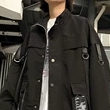 冲锋衣夹克帅气口袋带皮无帽飘带棒球服嘻哈宽松情侣外套JK66图片