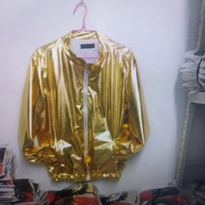 春秋季个性银色亮面夹克男女外套韩版潮流夹克舞蹈服图片