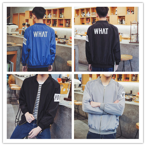 秋季新款男士落肩袖印花夹克衫青少年宽松休闲运动棒球服外套A40，男装夹克，星座1804