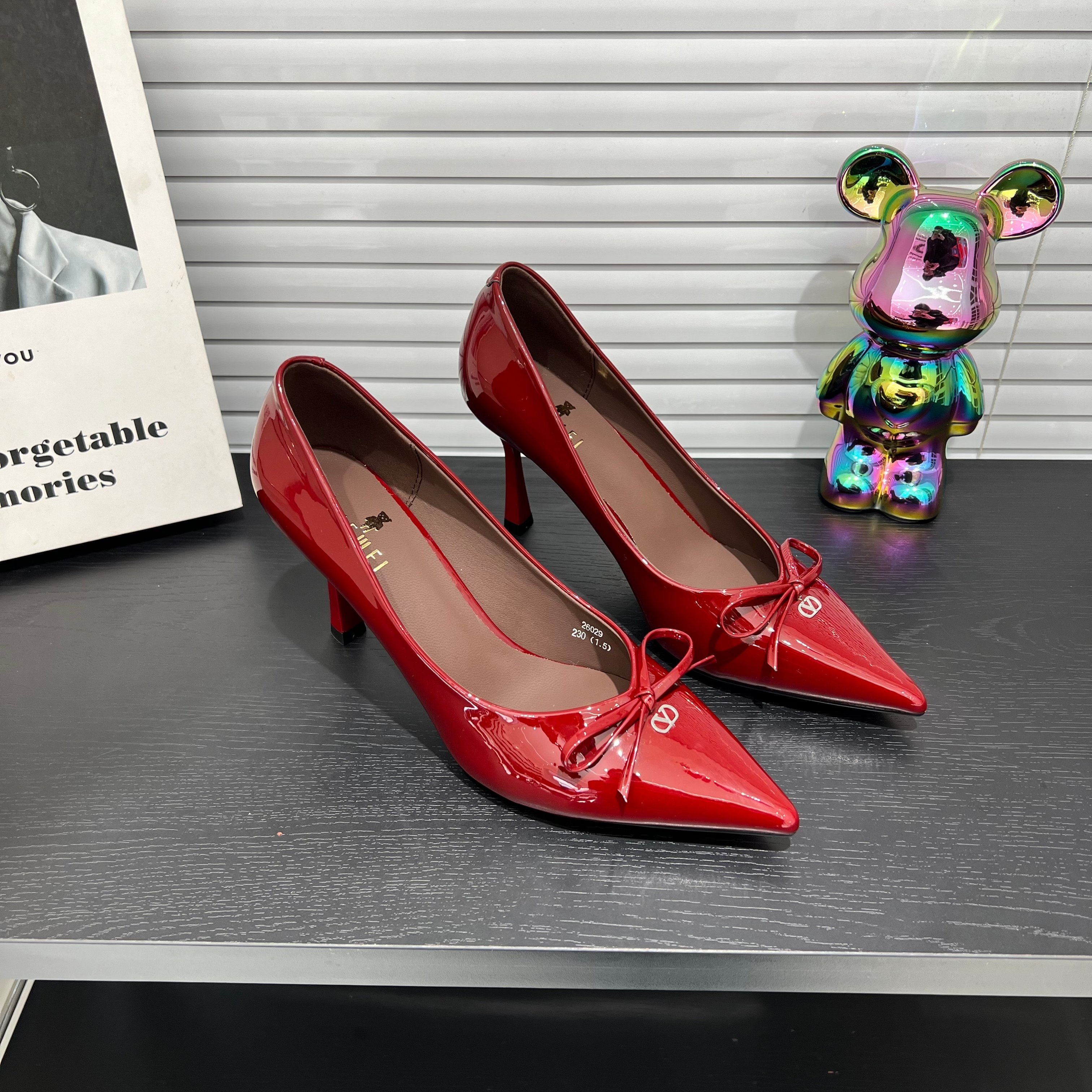 悦薇高品质女鞋红色漆皮尖头浅口单鞋女蝴蝶结细跟高跟鞋气质百搭,女鞋,浅口单鞋,淘宝优惠券,粉丝福利购,淘宝优惠卷