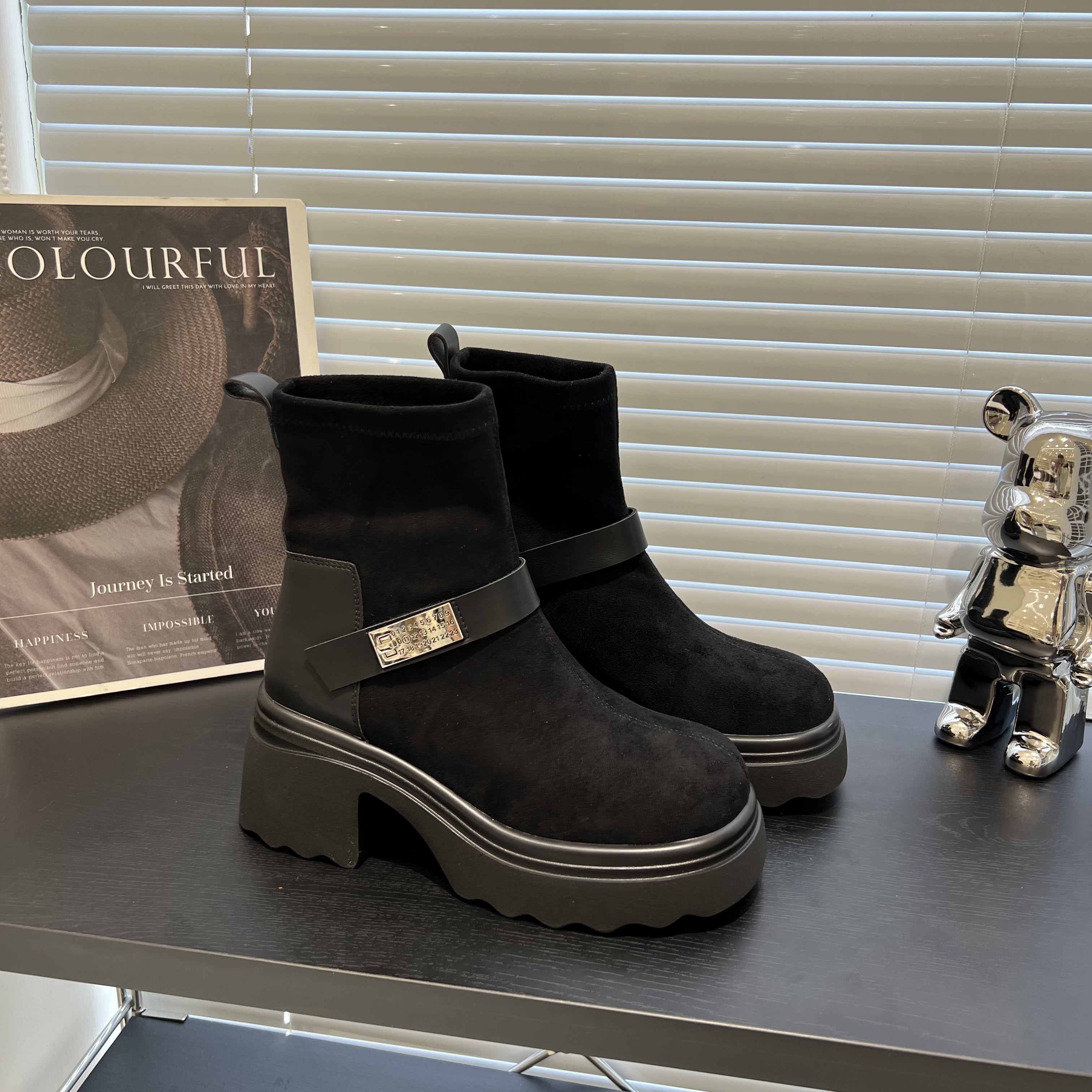 悦薇高品质女鞋舒适时装靴厚底增高马丁靴短筒靴英伦风女靴瘦瘦靴,女鞋,时装靴,淘宝优惠券,粉丝福利购,淘宝优惠卷