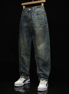 2025秋冬牛仔裤男士直筒裤青年潮流痞帅复古休闲裤宽松百搭长裤子