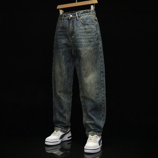 宽松百搭长裤 2025秋冬牛仔裤 青年潮流痞帅复古休闲裤 直筒裤 子 男士