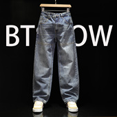 新品 型长裤 牛仔裤 大码 2026春季 潮流痞帅胖哥修身 男式 宽松直筒裤 子