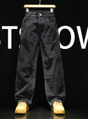 灯芯绒牛仔裤男式全棉大码宽松直筒裤2025秋冬潮牌男生黑色休闲裤