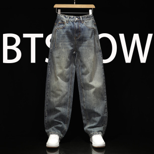 男士 大码 裤 男款 子 高街男装 直筒休闲裤 美式 春秋牛仔裤 宽松锥形长裤