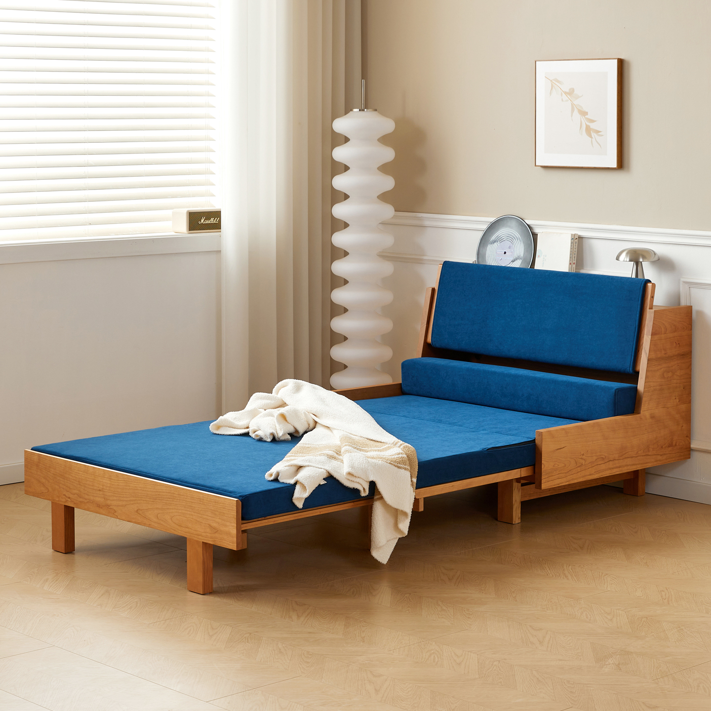 丹麦汉斯瓦格纳樱桃木伸缩沙发床