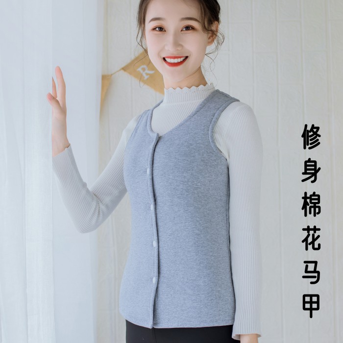 女士棉花马甲成人纯棉护胃马夹修身打底内外穿棉背心加厚护肚坎肩
