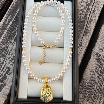 淡水ak珍珠项链正圆强光