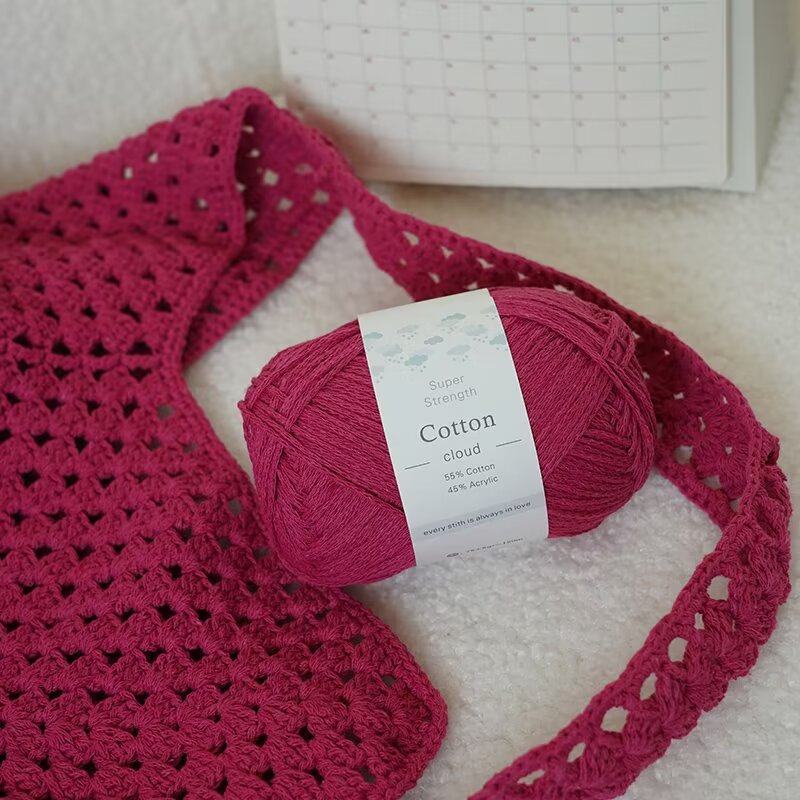 1mm空心棉线纯棉手工编织diy钩针包包线圆股毛线手编圆股线帽子