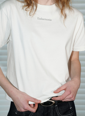 UNNNSAD 25S新款夏季圆领全棉短袖T恤女宽松显瘦休闲简洁logo上衣