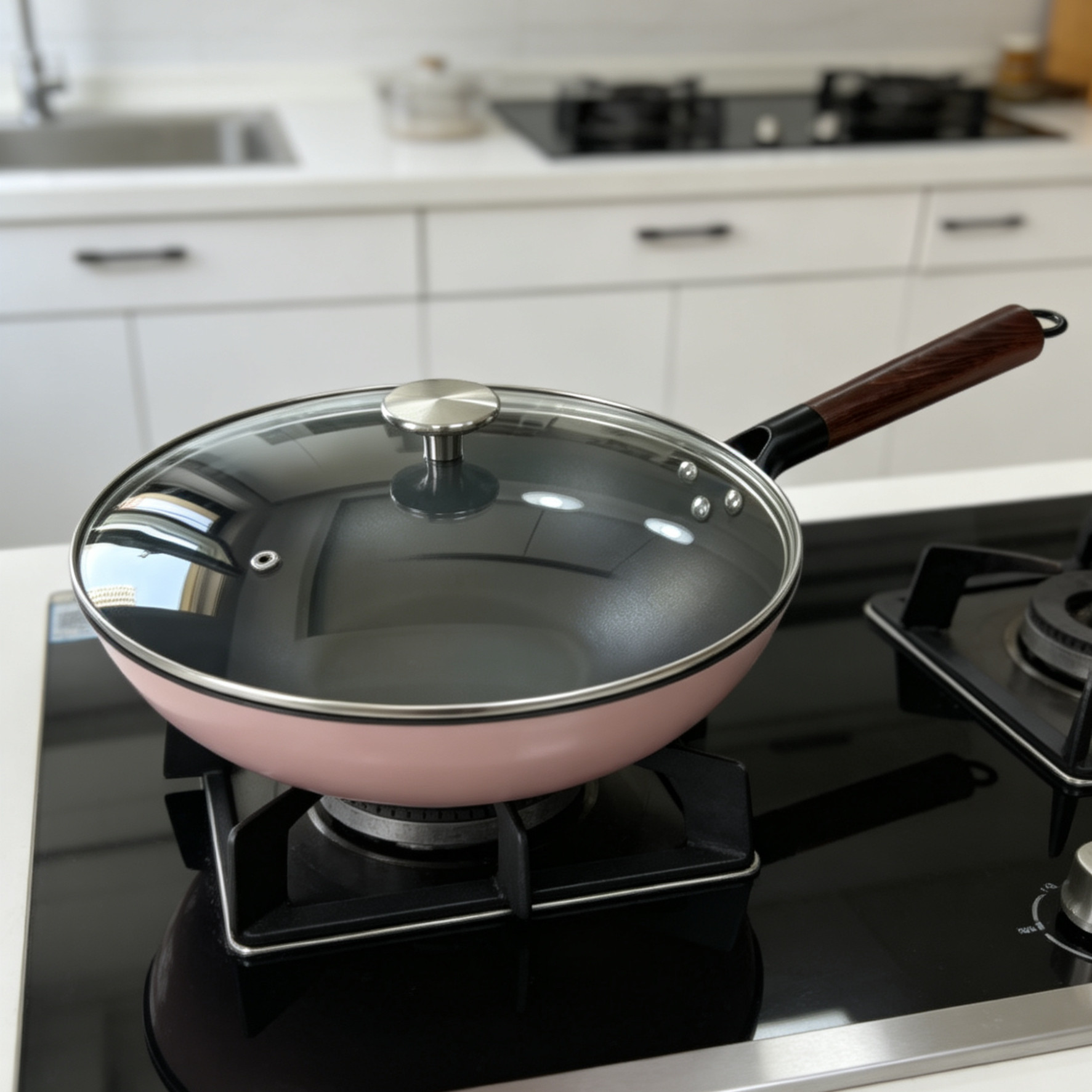 高品精铁珐琅炒锅平底煎锅无涂层轻便不易粘锅电磁炉燃气通用