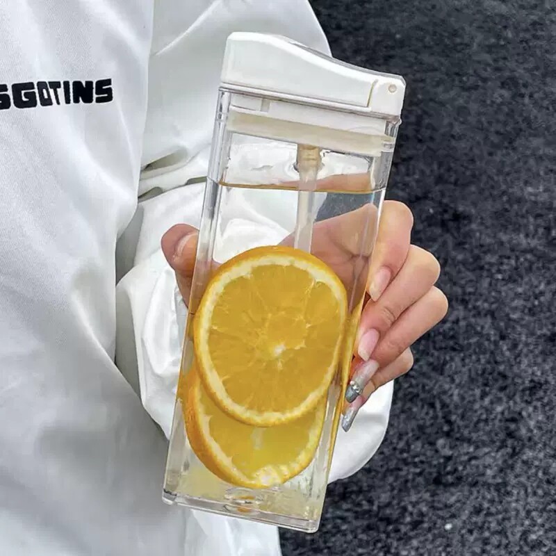 2026新款水杯夏天女生高颜值扁平长方形稀奇古怪古茗同款奶茶杯子